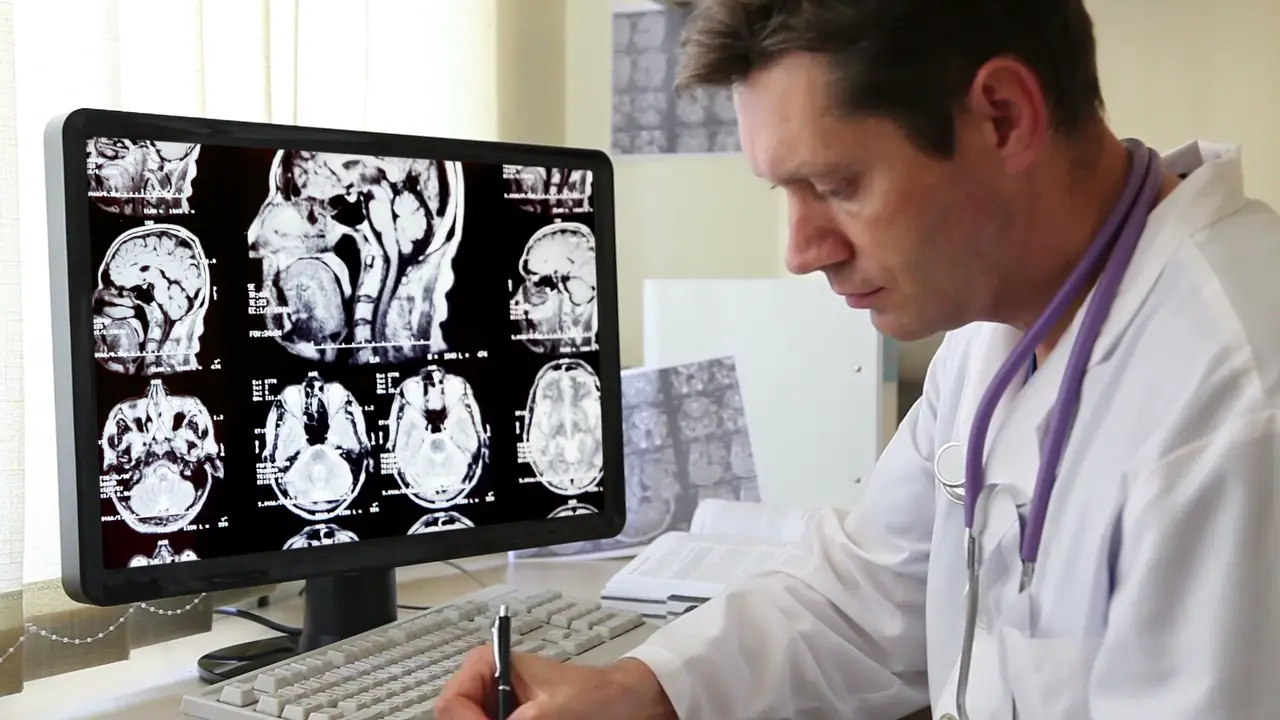 Médecin étudiant des images médicales